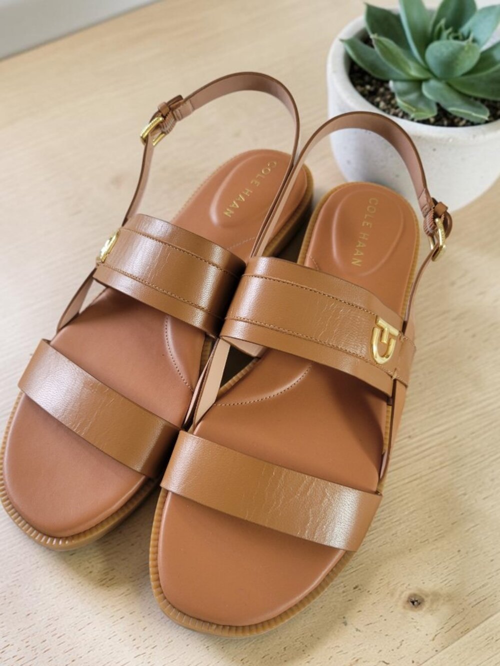 NWT Cole Haan Fernanda Grand Leather Slingback Sandal Pecan Tan 10.5